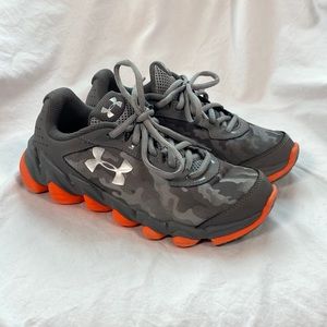 Under Armour Sneakers, Gray and Orange, Boys Size 3.5